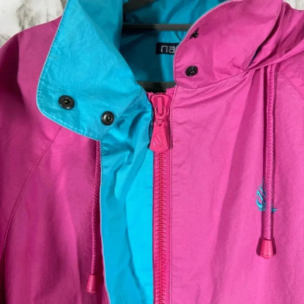 Vintage Nautical Color Block Neon Pink, Blue and Green Jacket Sz Small